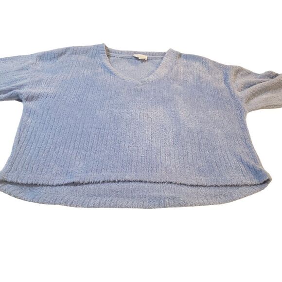 Hippie Rose Fuzzy Cropped Sweater Purple V Neck Super Soft‎ Comfy L Designer - Picture 2 of 16